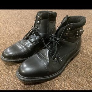 EUC Mens Alfani Cap Toe Lace-Up Boot Black Size 10 M casual winter work shoe
